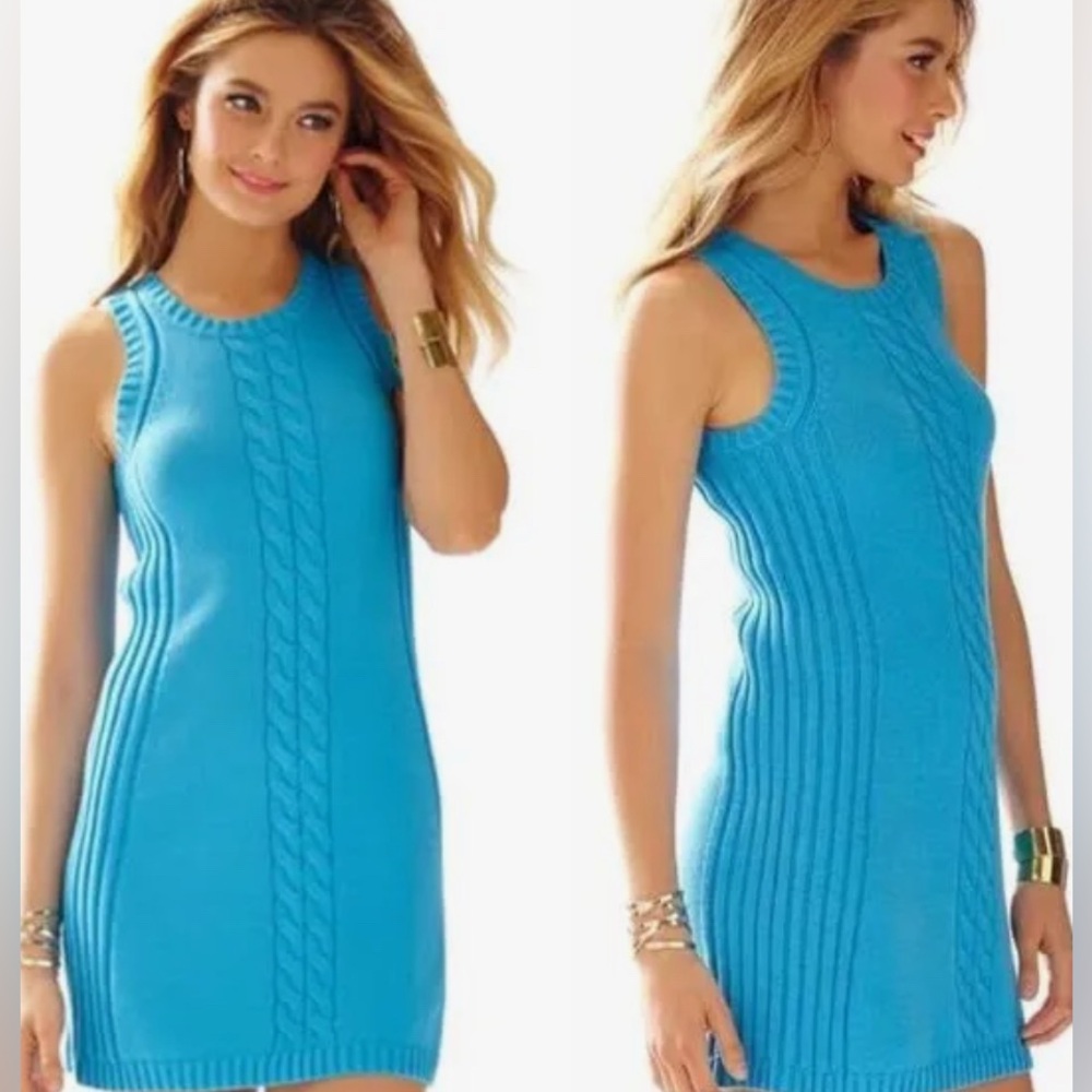 Lilly Pulitzer Ariel Blue Size Medium ELISE SWEATER SHIFT DRESS